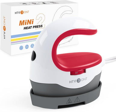 HTVRONT Mini Heat Press Machine – Portable Iron for T-Shirts, Hats & DIY Heat Transfer Projects (Raspberry Red)