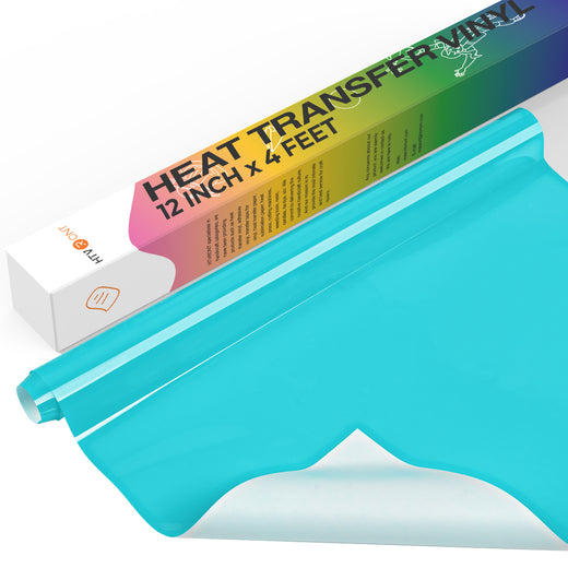 HTVRONT Heat Transfer Vinyl Roll -12" x 4FT Turquoise HTV Vinyl for T-Shirts, Turquoise Iron on Vinyl for All Cutting Machines