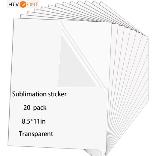 HTVRONT Sublimation Sticker Paper - 20 Pcs 8.5" x 11" Glossy Transparent Waterproof Sublimation Stickers transparent