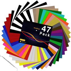 HTVRONT 47 Sheets 12" x 10" HTV Heat Transfer Vinyl Bundles Iron on for T-Shirts, Easy Transfers