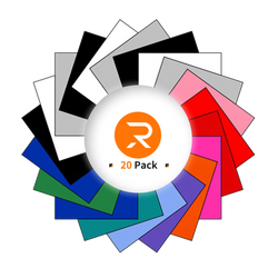 UK-Heat Transfer Vinyl Bundle - 12"x10" 20 Pack（13 Assorted Colors）