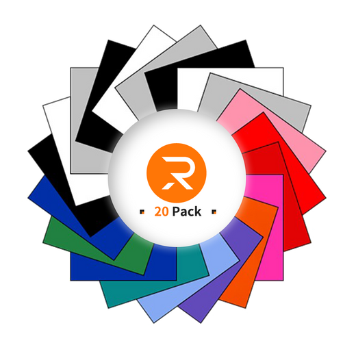 UK-Heat Transfer Vinyl Bundle - 12"x10" 20 Pack（13 Assorted Colors）