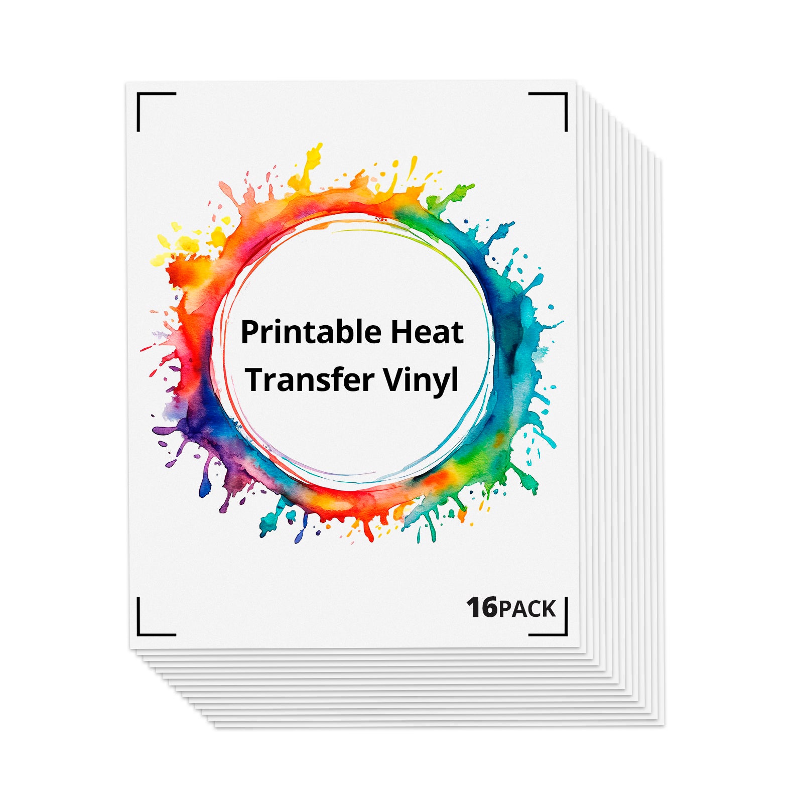 HTVRONT Printable Heat Transfer Vinyl - Vibrant Color & Great Stickiness Printable HTV, 16Pcs Printable Iron on Vinyl for Inkjet Printer, 8.5X11in Printable Vinyl for T-shirts All Color- Easy to Use