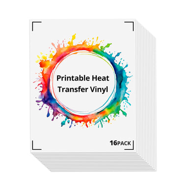 HTVRONT Printable Heat Transfer Vinyl - Vibrant Color & Great Stickiness Printable HTV, 16Pcs Printable Iron on Vinyl for Inkjet Printer, 8.5X11in Printable Vinyl for T-shirts All Color- Easy to Use