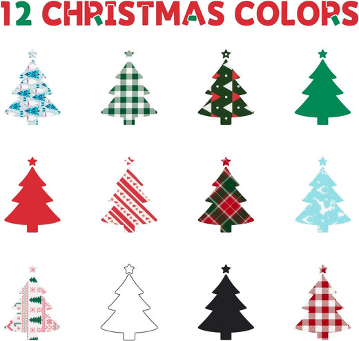 UK-Christmas Patterned Buffalo Plaid Heat Transfer Vinyl Bundle-13 Sheets