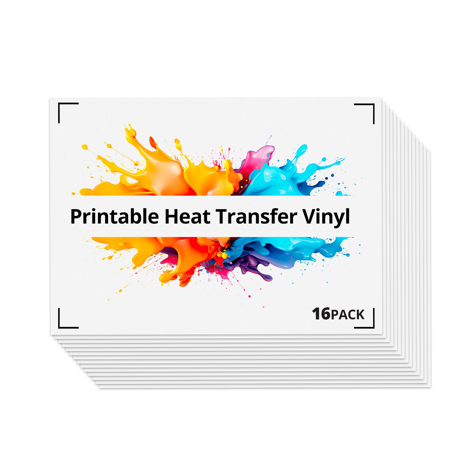 HTVRONT Printable Heat Transfer Vinyl - Vibrant Color & Great Stickiness Printable HTV, 16Pcs Printable Iron on Vinyl for Inkjet Printer, 8.5X11in Printable Vinyl for T-shirts All Color- Easy to Use