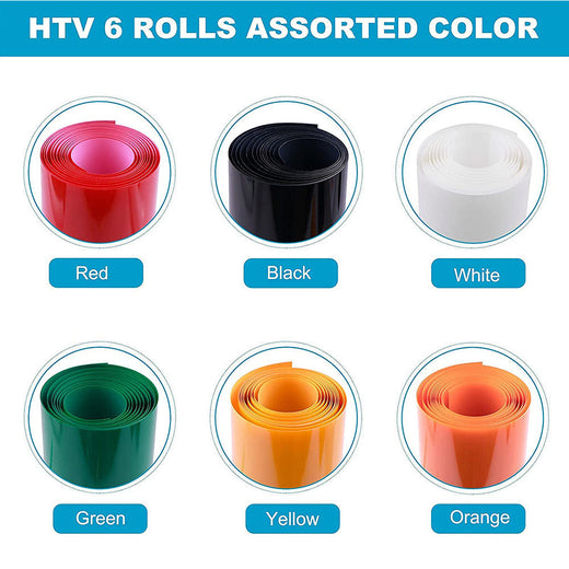 UK-Heat Transfer Vinyl Bundle - 12"x5 Ft (6 Assorted Colors）