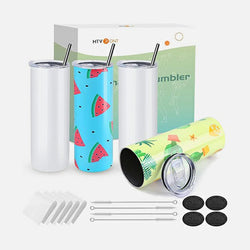 UK-Sublimation Tumbler Blank with Sublimation Paper -  Skinny Straight - 20 OZ（ 4 Pack）