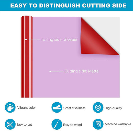 UK-Heat Transfer Vinyl Bundle - 12"x5 Ft (6 Assorted Colors）