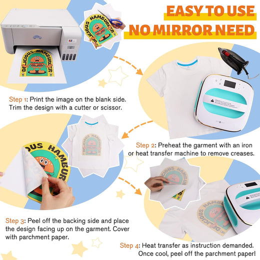 UK-Mixed Heat Transfer Paper for Light & Dark Fabric - 8.5" X 11" 20 Pack
