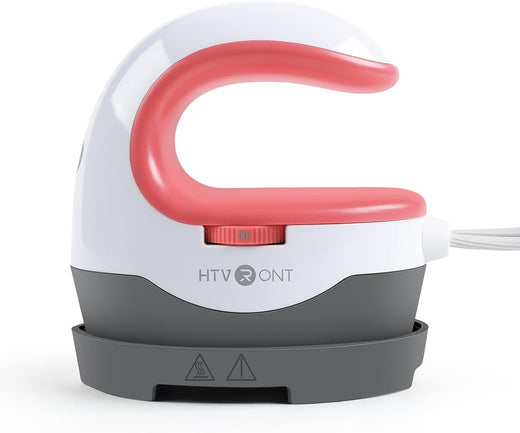 HTVRONT Mini Heat Press Machine – Portable Iron for T-Shirts, Hats & DIY Heat Transfer Projects (Red）
