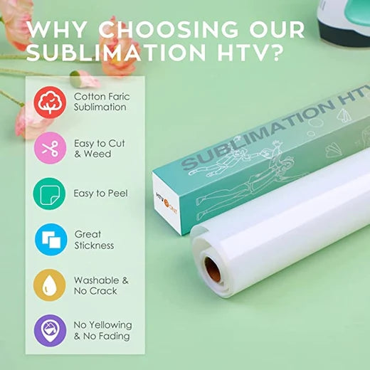 UK-Clear Sublimation HTV for Light Fabric - 12" X 5FT