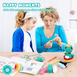 HTVRONT Crochet Kit for Beginners - Beginner Crochet Kit for Adults Kids Gift - Complete Crochet Kits with Step-by-Step Video Tutorials, Easy Learn to Crochet Stuffed Animals Knitting Kit(Dinosaur)
