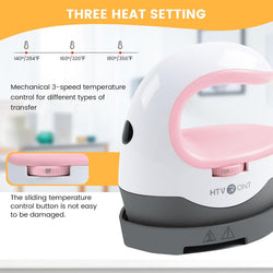 HTVRONT Mini Heat Press Machine – Portable Iron for T-Shirts, Hats & DIY Heat Transfer Projects (Baby Pink)