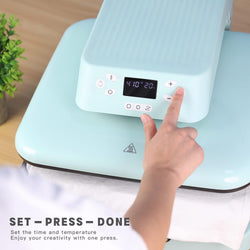 HTVRONT Autopress, Heat Press 38cm x 38cm (15" x 15") Heat Plate Heats up to 210°C (410°F) Professional Heat Press Machine for Iron On HTV Vinyl(Light Blue)