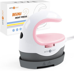 HTVRONT Mini Heat Press Machine – Portable Iron for T-Shirts, Hats & DIY Heat Transfer Projects (Baby Pink)