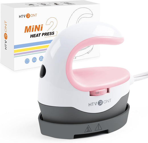 HTVRONT Mini Heat Press Machine – Portable Iron for T-Shirts, Hats & DIY Heat Transfer Projects (Baby Pink)