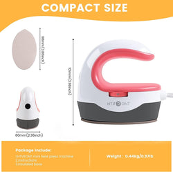 HTVRONT Mini Heat Press Machine – Portable Iron for T-Shirts, Hats & DIY Heat Transfer Projects (Red）