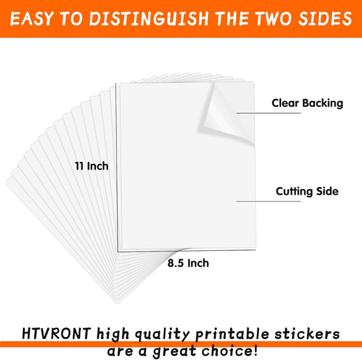 HTVRONT Printable Vinyl for Inkjet Printer & Laser Printer, 15 Pcs Glossy Sticker Paper & Printers a4, Waterproof & Dry Quickly Printable Vinyl Sticker Paper for HP, Epson and other Printer, 216x280mm