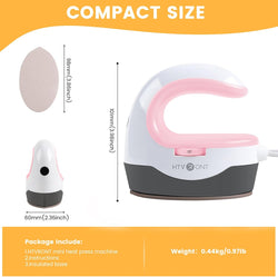 HTVRONT Mini Heat Press Machine – Portable Iron for T-Shirts, Hats & DIY Heat Transfer Projects (Baby Pink)