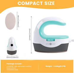 HTVRONT Mini Heat Press Machine – Portable Iron for T-Shirts, Hats & DIY Heat Transfer Projects (Mint Green)