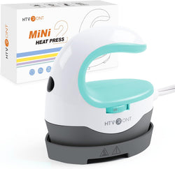 HTVRONT Mini Heat Press Machine – Portable Iron for T-Shirts, Hats & DIY Heat Transfer Projects (Mint Green)