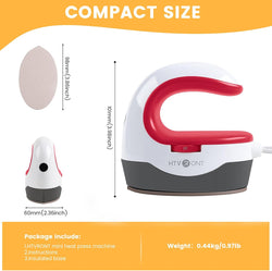 HTVRONT Mini Heat Press Machine – Portable Iron for T-Shirts, Hats & DIY Heat Transfer Projects (Raspberry Red）
