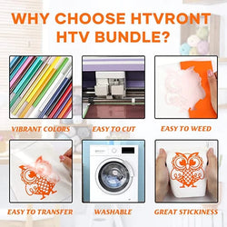 UK-Heat Transfer Vinyl Bundle - 12'' x 3 FT (20 Colors)