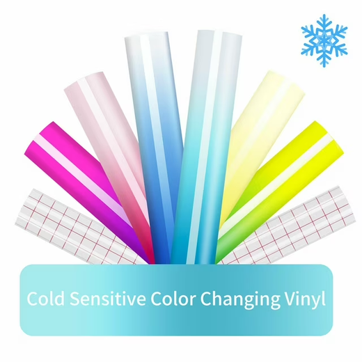 HTVRONT 6 Colors-12" x 10" Sheets Color Changing Vinyl Permanent Adhesive w/ 2 Transfer Tape Sheets Sensitive