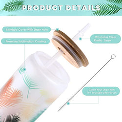 UK-Sublimation Clear/Frosted Glass Blanks with Bamboo Lid - 16oz 4 Pack