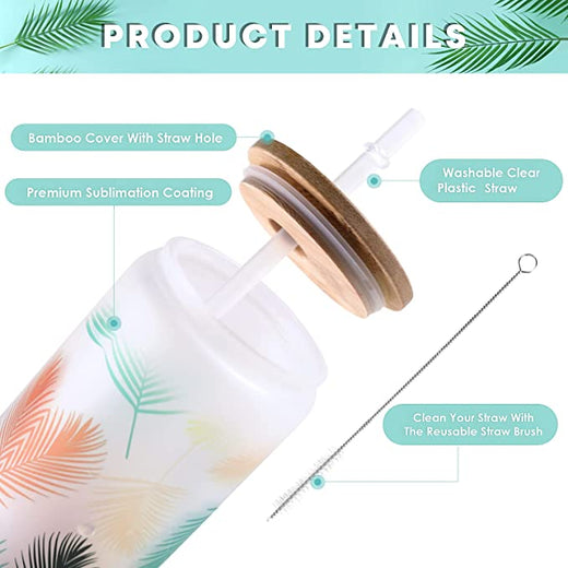 UK-Sublimation Clear/Frosted Glass Blanks with Bamboo Lid - 16oz 4 Pack