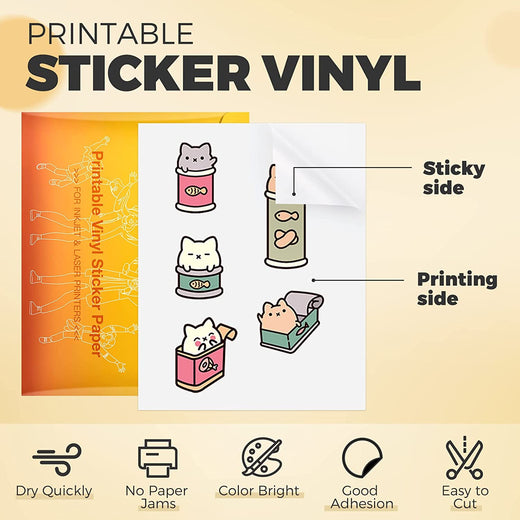 UK-Glossy Printable Vinyl Sticker Paper 100 Sheets Waterproof  - 8.5"X 11"