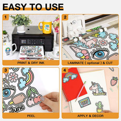 HTVRONT Printable Vinyl for Inkjet Printer & Laser Printer, 40 Pcs Glossy Sticker Paper for Printers, Waterproof & Dry Quickly Printable Vinyl Sticker Paper for HP, Epson and Other Printers - 8.5"x11"