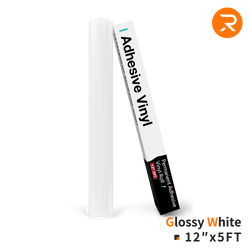 Permanent Adhesive Vinyl Roll - 12"x5 Ft Glossy White