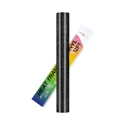 HTVRONT Black Glitter HTV - 12" X 12FT Glitter Heat Transfer Vinyl, Easy to Cut & Weed Glitter Iron on Vinyl for T-shirts - Black Glitter HTV Vinyl for All Cutting Machine