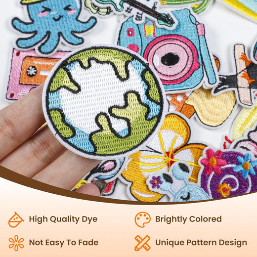 UK-20 Pack Embroidered Iron-On Repair Patches for Clothes
