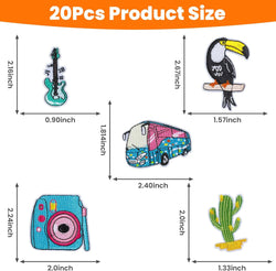 UK-20 Pack Embroidered Iron-On Repair Patches for Clothes
