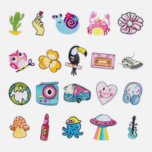 UK-20 Pack Embroidered Iron-On Repair Patches for Clothes