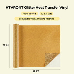HTVRONT Black Glitter HTV - 12" X 12FT Glitter Heat Transfer Vinyl, Easy to Cut & Weed Glitter Iron on Vinyl for T-shirts - Black Glitter HTV Vinyl for All Cutting Machine