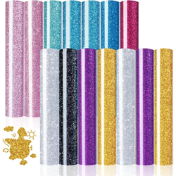 HTVRONT Glitter Heat Transfer Vinyl Bundle - 15 Pack 12" x 10" HTV Sheets Glitter HTV Vinyl for T-Shirts, Glitter Iron on Vinyl - Easy to Cut & Weed