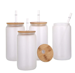 HTVRONT 4Pack 16oz Frosted Sublimation Glass Blanks Tumblers Mugs