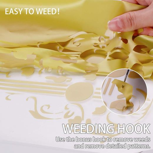 HTVRONT Gold HTV Heat Transfer Vinyl Roll- 12" x 12ft Gold HTV Vinyl for Shirts - Easy to Cut & Weed Iron on Vinyl for Clothes(Gold)