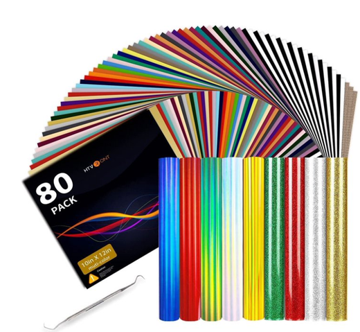 HTVRONT 80 Sheets 12" x 10" HTV Heat Transfer Vinyl Bundles