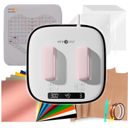 HTVRONT Heat Press Machine Bundle - 10"x10" Portable Heat Press Machine & 55 Pcs Heat Press Supplies for Heat Press