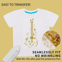HTVRONT Gold HTV Heat Transfer Vinyl Roll- 12" x 12ft Gold HTV Vinyl for Shirts - Easy to Cut & Weed Iron on Vinyl for Clothes(Gold)