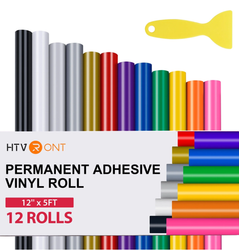 HTVRONT 12 Pack 12" x 5FT Permanent Adhesive Vinyl Rolls Bundles