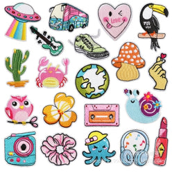 20pcs Assorted Styles Embroidered Iron on Patches