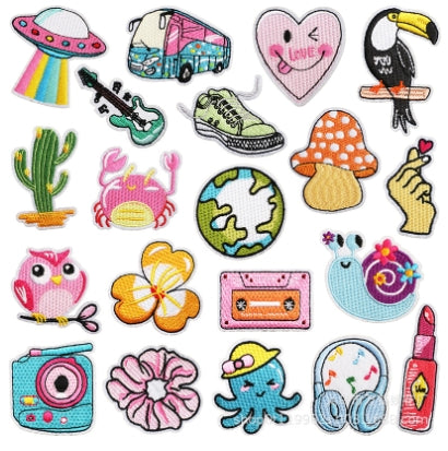 20pcs Assorted Styles Embroidered Iron on Patches