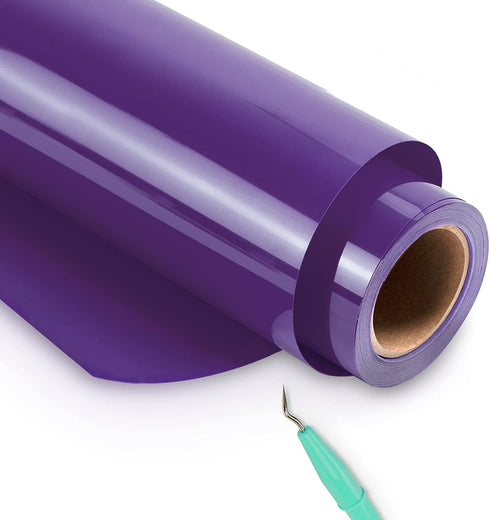 HTVRONT Purple HTV Heat Transfer Vinyl Roll- 12" x 25ft Purple HTV Vinyl for Shirts - Easy to Cut & Weed Purple Iron on Vinyl for Clothes(Purple)