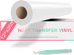 HTVRONT White HTV Heat Transfer Vinyl Roll- 12" x 35ft